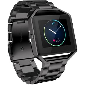 Compatible for Fitbit Blaze Band with Frame for Women Men, Fitbit Blaze Band Stainless Steel Adjustable Sport Wristband Metal Bezel Bracelet Replacement Band for Fitbit Blaze Smart Watch