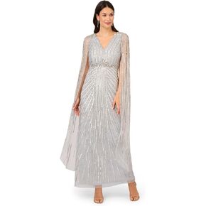 Adrianna Papell Women's Beaded Cape Gown