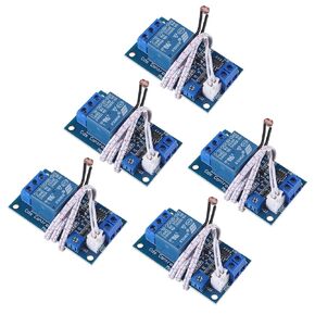 5 قطع XH-M131 وحدة مرحل مقاومة الضوء، تيار مستمر 5 فولت 10 أمبير مفتاح التحكم في الضوء وحدة مرحل مقاومة الضوء وحدة كشف مستشعر السطوع وحدة التحكم التلقائي مع كابل (5 فولت)