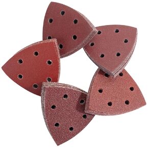 Bates- Triangle Sanding Pads, 100 pcs, 3.6", 40/80/120/180/240 Grits, Oscillating Tool Sanding Pad, Multi Tool Sanding Pad, Sand Paper Assortment Pack, Hook and Loop Sandpaper Assortment