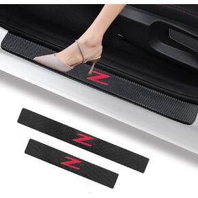 4 قطع من ألياف الكربون الأسود الأمامية/الخلفية لعتبة الباب، واقي دواسة الترحيب، غطاء عتبة الباب لـ 350Z 370Z Fairlady Z Z33 Z34 ملصق عتبة باب السيارة (أحمر) in Kuwait