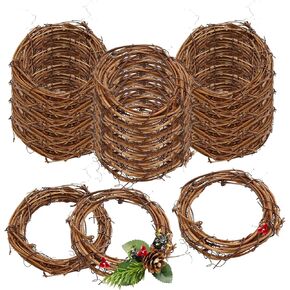 24PCS Grapevine Wreaths,4inch Natural Rattan Wreath Set, Christmas DIY Grapevine Garland Decoration for Christmas Wedding Party Decor Home Decor Supply