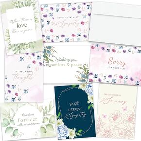 Sympathy Cards Bulk with 8 Unique Designs 3pcs Each - 24 Double Sided Sympathy Cards with Envelopes for Your Business - Perfect Condolence Cards with Envelopes (24)