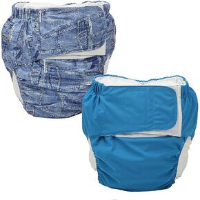 2 Pieces Adjustable Washable Reusable Cloth Incontinence Underwears for Women and Men,Adult Cloth Diaper,Waist 26-50 Inches