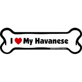 Bone Car Magnet, I Love My Havanese, 2-Inch by 7-Inch