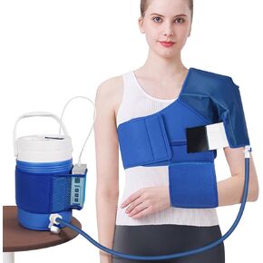 Cold Therapy Ice Machine System with Large Shoulder Pad for Post-Surgery Care, Rotator Cuff Tears, Swelling, Sprains, Inflammation, and Other Injuries, Cryotherapy Freeze Kit Shoulder Compression Pad