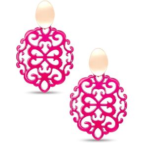 ZENZII Resin Drop Earrings with Modern Damask Design