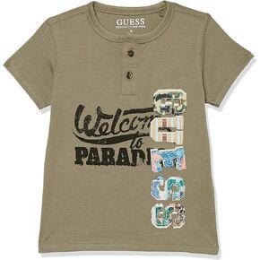 GUESS Boys' Applique Logo Organic Cotton Henley T-Shirt