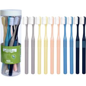 EasyHonor Cylinder Toothbrush, Soft Manual Toothbrush with Silk Bristles, Gentle Cleaning Toothbrush for Sensitive Teeth and Gums, Compact Head, Packaged in A Clear Cylinder. (10 Pcs) in Kuwait