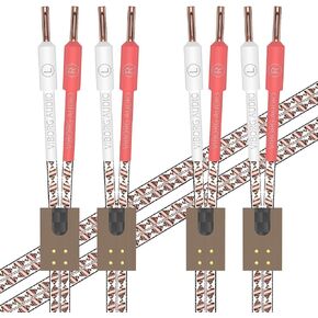 Viborg Pair VS903 Premium Speaker Wire(Twisted Solid Flat Copper), 17AWG(1.0 mm2) Hi-End Dynamic Speaker Cables with VB401 Pure Copper Banana Plug for Home Theater(8.2FT/2.5M)
