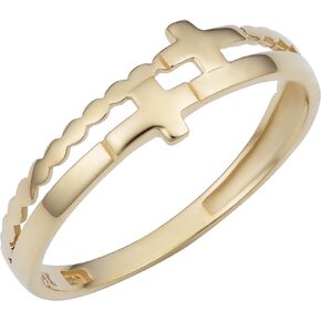 Kooljewelry 14k Yellow Gold Double Cross Ring