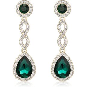 Crysdue Women's Rhinestone Bridal Earrings for Wedding, Spiral Infinity Stunning Crystal Teardrop Chandelier Dangle Earrings for Prom Party