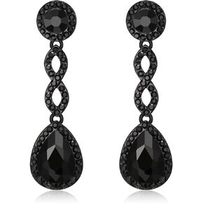 Crysdue Women's Rhinestone Bridal Earrings for Wedding, Spiral Infinity Stunning Crystal Teardrop Chandelier Dangle Earrings for Prom Party