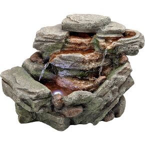 Water Fountain with LED Light - Waterfall Creek Rock Garden Decor Tabletop Fountain - Desk Fountain Water Feature
