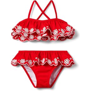 Janie and Jack Girls' Eyelet Two Piece Swimsuit (Toddler/Little Big Kids)