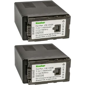 Kastar Battery (2-Pack) Replacement for Panasonic VW-VBG6 and Panasonic TM300, TM350, TM650, TM700, TM750, NV-GS90, GS98, PV-GS90, GS320, GS500, SDR-H48, H50, H68, H80, H90, H258, VDR-D50, D58, D310