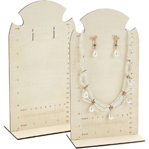 FINGERINSPIRE 2 Pcs Earring Measurement Display Stand 3.5x2x5 Wood Ear Stud Stand Earring Organizer Frame with Measurement Floral White Arch-Shaped Earring Holder for Measuring and Selling Earring