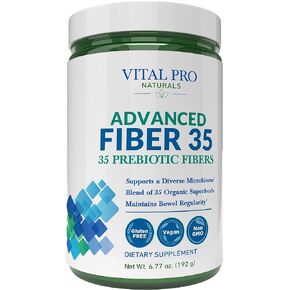 Vital Pro Naturals - Advanced Fiber 35 Powder Supplement for Dietary Support and Occasional Constipation with 35 Prebiotic Fibers and 35 Organic Superfoods for Bowel Regularity, 6.77 oz