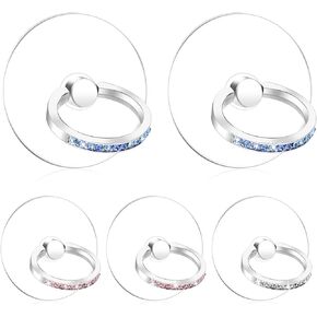5 Pcs Phone Ring Holder Grip Diamond Cell Phone Ring Holder Stand Transparent Phone Rings Holder Grip 360°Rotation Finger Ring Stand Compatible with Most of Phones