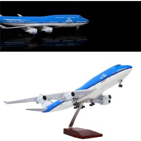 18" 1:130 Scale Airplane Model Dutch Airlines 747 Plane Model KLM Model Plane with LED Light(Touch or Sound Control) for Decoration or Gift