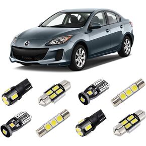White Interior LED Lights Kit for Mazda 3 Sedan 2010 2011 2012 2013 Super Bright 6000K LED Interior Light Bulbs Package + License Plate Lights and Install Tool