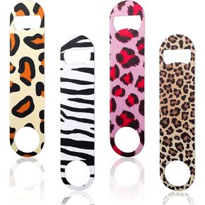 4 Pcs Flat Bottle Opener Heavy Duty Stainless Steel Bottle Opener Beer Bottle Opener for Kitchen Bar Restaurant, 7 Inches (Marble Print)