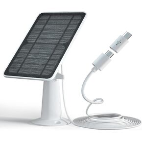Solar Panel Compatible with Eufycam 2C/2C Pro/E40/E20/2/2 Pro/E, 5V 4W Solar Panels for Camera, Continuous Power Supply, Micro USB & Type-C Port 9.8ft Cable, IP65 Waterproof, Secure Wall Mount, 1 Pack