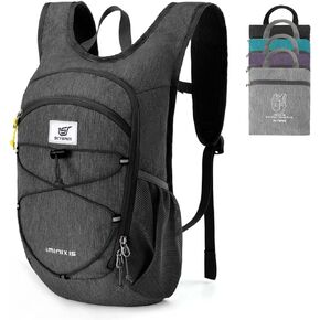 SKYSPER 15L Foldable Hiking Backpack Lightweight Packable Travel Daypack with Chest Strap Small Outdoor Folding Back Pack Collapsible Bag for Women Men (Black)