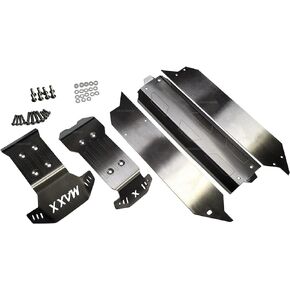 Stainless Steel Chassis Skid Plate Protector Guard Armor Front + Center + Rear 5pcs for Traxxas V2 1/10 Newest Wide Maxx 89086-4