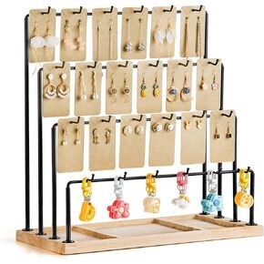 Earring organizer Holder, Earring Display Stands for Selling, Jewellery Stand for Vendors Craft Shows, Jewelry Display for Earring Cards, Bracelet, Rings, Necklaces, keychains (4 Tiers)