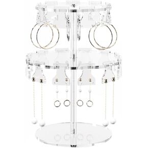 Earring Organizer Holder,Rotating Stud Earring Display Stands for Selling,Acrylic Earring Tree Storage for Women,Cute Jewelry Earring Hanger Rack for Girls
