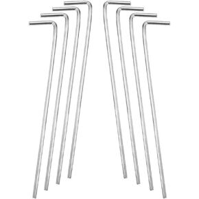 Tent Stakes BLLNDX 20PCS Galvanized Solid Steel L Shaped Tent Pegs, Rust Resistant Metal Hook, Garden Stakes for Plants and Landscaping, Camping Pegs for Anchoring Camping Tents