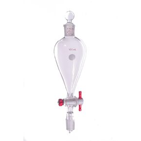 Wilmad ML-1451T-762 Squibb Separatory Funnel with Glass Stopper and PTFE Plug, Drip Tip, 19/22 Standard Taper Joint, 125ml Capacity