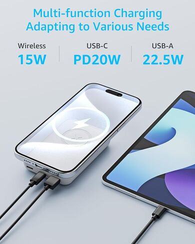 LL TRADER 008 Magnetic Wireless Power Bank 10000mAh Portable Charger Battery Pack Compatible with MagSafe for iPhone 12/13/14/15 Series (Black) in Kuwait