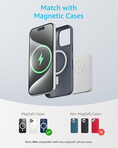 LL TRADER 008 Magnetic Wireless Power Bank 10000mAh Portable Charger Battery Pack Compatible with MagSafe for iPhone 12/13/14/15 Series (Black) in Kuwait