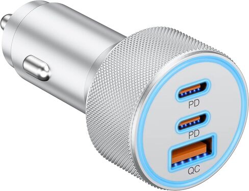 شاحن سيارة 67 واط 3 منافذ USB C، KENHAO مزدوج USB-C وUSB-A محول طاقة السيارة ولاعة السجائر شحن سريع لهاتف iPhone 15/14/13/12/11/Pro Max، iPad، Samsung Galaxy S24/S23/S22/ S21، بيكسل، هاتف أندرويد in Kuwait