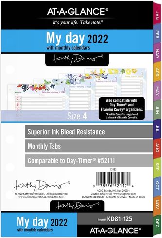 2022 Daily & Monthly Planner Refill by AT-A-GLANCE, 92010 Day-Timer, 5-1/2" x 8-1/2", Size 4, Two Page per Day (481-225A) in Saudi Arabia