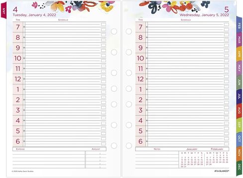 2022 Daily & Monthly Planner Refill by AT-A-GLANCE, 92010 Day-Timer, 5-1/2" x 8-1/2", Size 4, Two Page per Day (481-225A) in Saudi Arabia