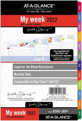 2022 Daily & Monthly Planner Refill by AT-A-GLANCE, 92010 Day-Timer, 5-1/2" x 8-1/2", Size 4, Two Page per Day (481-225A) in Saudi Arabia