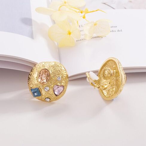 أقراط دائرية بتصميم عتيق للنساء بلون ذهبي معدني in Kuwait