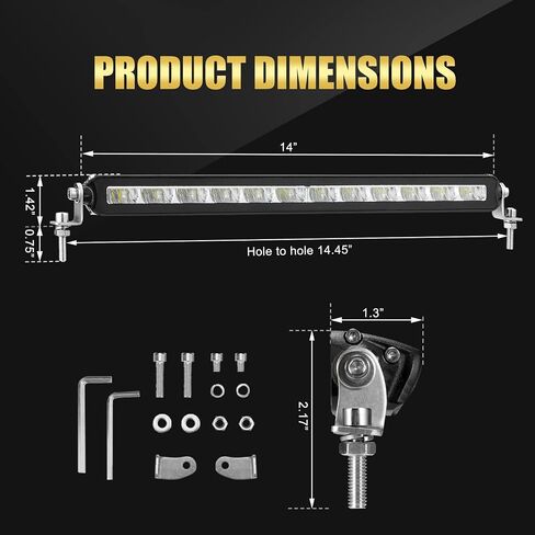 14 بوصة LED ضوء بار صف واحد 8800 LM الفيضانات وبقعة شعاع كومبو الطرق الوعرة القيادة ضوء سليم ضوء بار لبيك اب SUV ATV UTV شاحنة الوفير in Kuwait