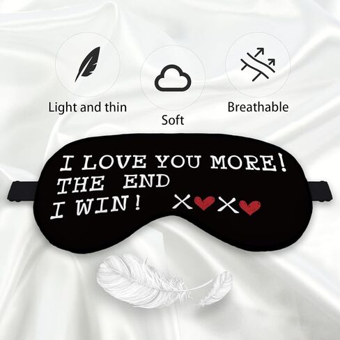 مضحك أنا أحبك أكثر النهاية وأنا فوز قناع العين للنساء زوجة صديقة، عيد الحب زوجين الحرير قناع العين التعتيم للنوم، هدايا رومانسية لها الأشرطة القابلة للتعديل قناع النوم خفيف الوزن in Kuwait