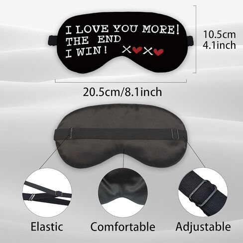 مضحك أنا أحبك أكثر النهاية وأنا فوز قناع العين للنساء زوجة صديقة، عيد الحب زوجين الحرير قناع العين التعتيم للنوم، هدايا رومانسية لها الأشرطة القابلة للتعديل قناع النوم خفيف الوزن in Kuwait