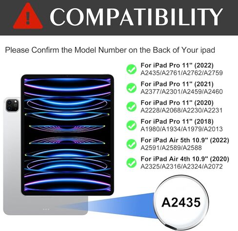 حافظة لوحة مفاتيح Touchpad لجهاز iPad Pro 11 وiPad 10.9 Air 5th و4th (وليس لل10 10.9)، لوحة مفاتيح بإضاءة خلفية لاسلكية BT 7 ألوان مع لوحة تتبع، غطاء نحيف قابل للتعديل متعدد الرؤية مع حامل قلم in Kuwait