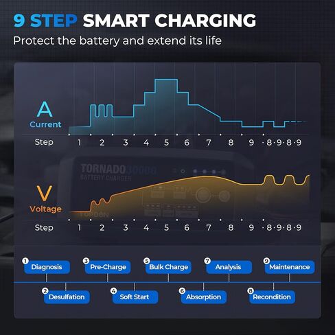TOPDON 10 15 30 أمبير شاحن بطارية السيارة لسيارة 6 فولت/12 فولت/24 فولت، صيانة شاحن ديسلفاتور للإصلاح التلقائي، مصدر طاقة ثابت ومثبت الجهد لبرمجة وحدة التحكم الإلكترونية in Kuwait