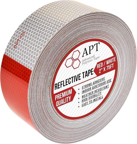 شريط عاكس APT Dot C2، درجة عالية الكثافة، أحمر أبيض للمقطورات والسيارات والدراجات. شريط عاكس للسلامة (2 بوصة × 75 قدم) in Kuwait