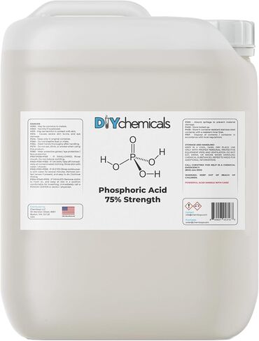 حمض الفوسفوريك 75% من DIYChemicals - مزيل الصدأ، مزيل بقع الخشب، التحكم في درجة الحموضة، حمض الفوسفوريك عالي النقاء للمعادن، والأسمدة - صنع في الولايات المتحدة الأمريكية - 1 لتر (16 أونصة سائلة) in Kuwait
