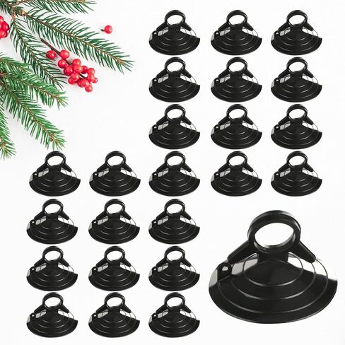 AccEncyc Suction Cups with Loops 24Pcs Window Suckers with Ring Car Glass Windshield Sunshade Suction Cups Aquarium Heater Suction Cups Glass Suction Pads for Seasonal Xmas Decorations (Black) in Saudi Arabia