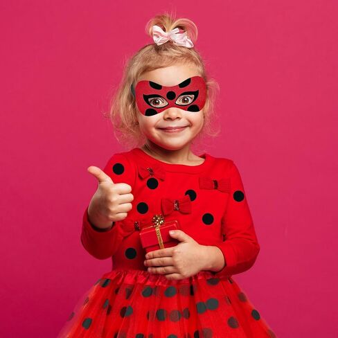 Ladybug Dress Costume Set Polka Dots Tutu Skirt Antenna Headband Felt Stickers DIY Ladybird Costume Dress up Halloween Party in Saudi Arabia