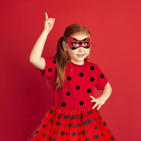Ladybug Dress Costume Set Polka Dots Tutu Skirt Antenna Headband Felt Stickers DIY Ladybird Costume Dress up Halloween Party in Saudi Arabia